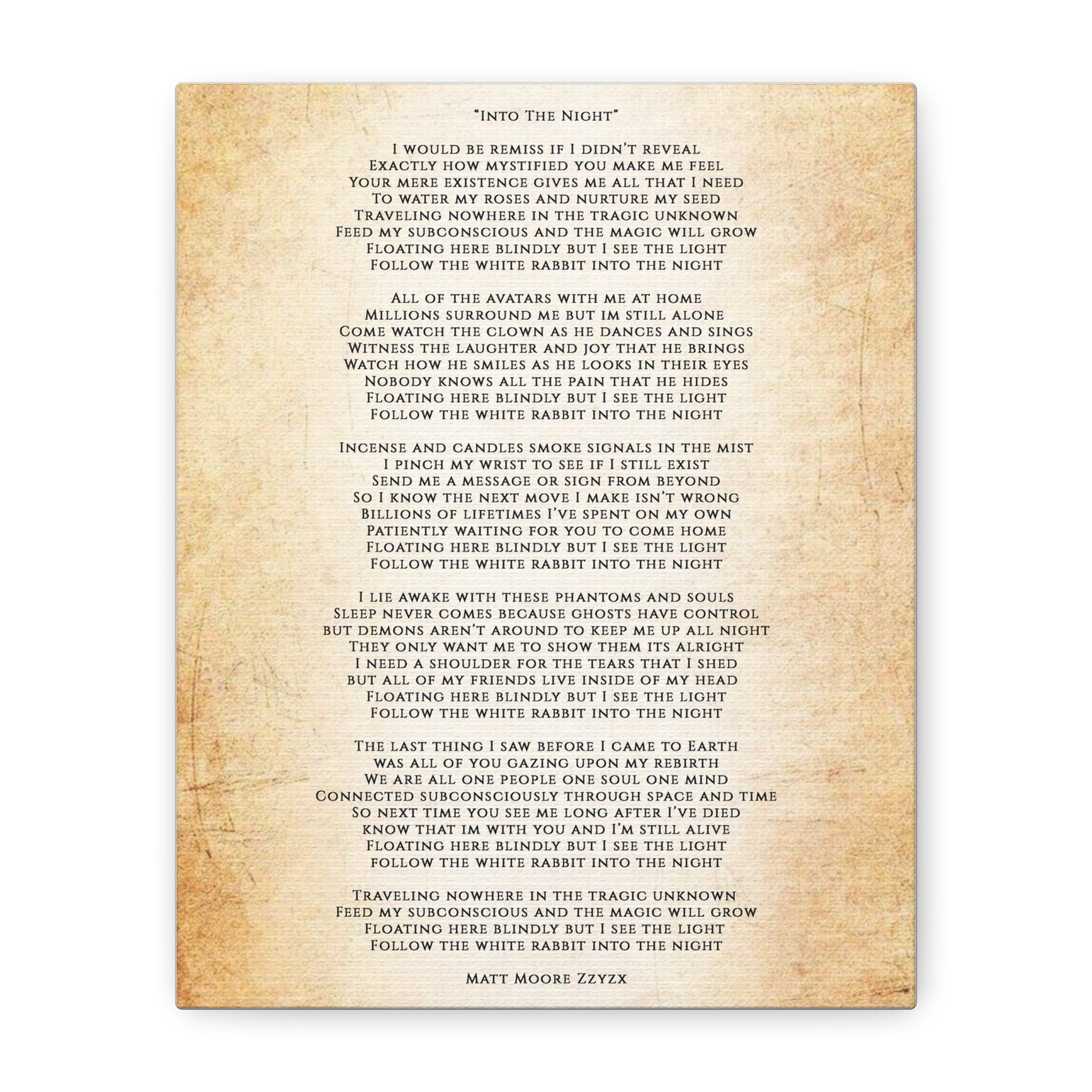 "Into The Night" Lyric Poster ∞
