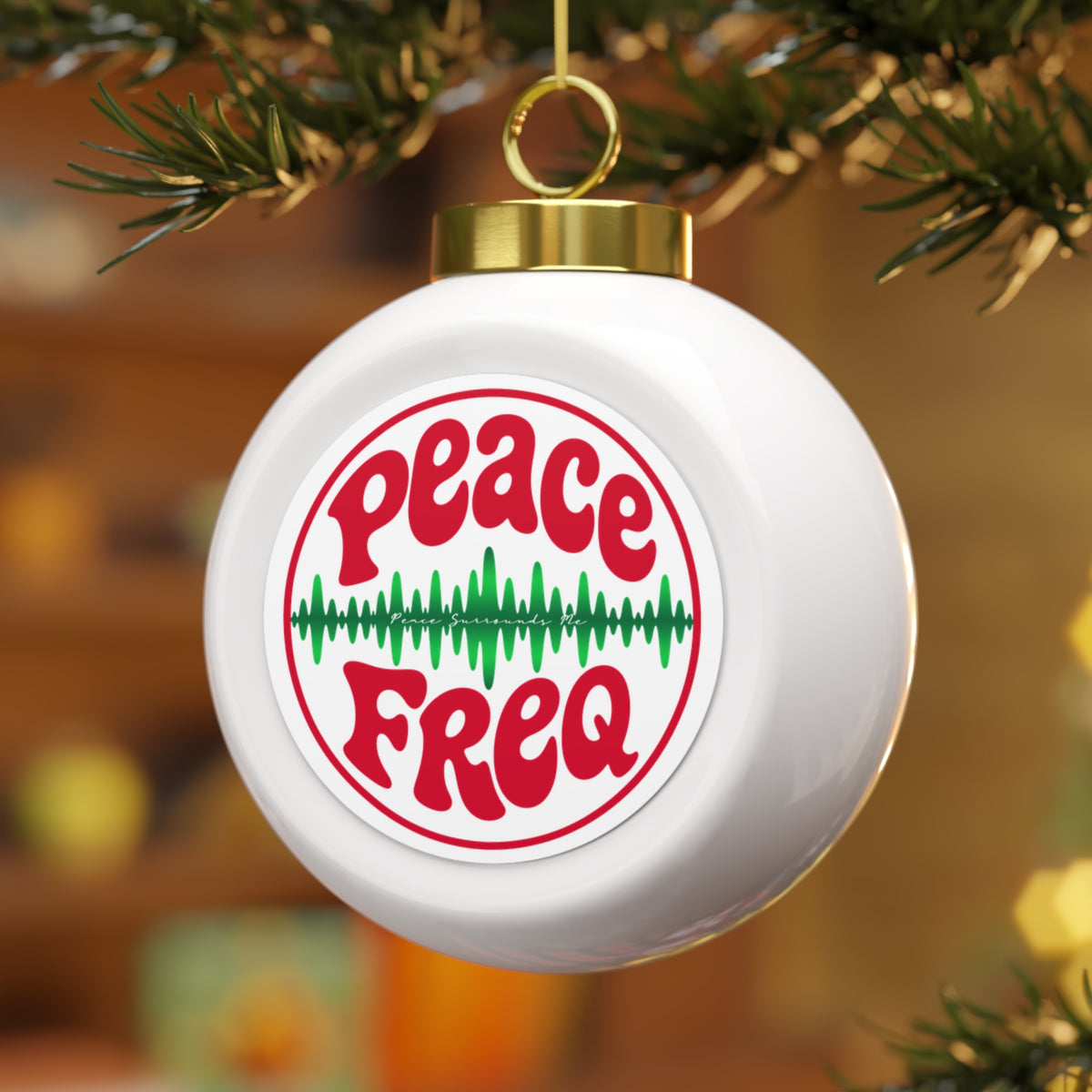Peace Freq Ceramic Christmas Ornament ∞