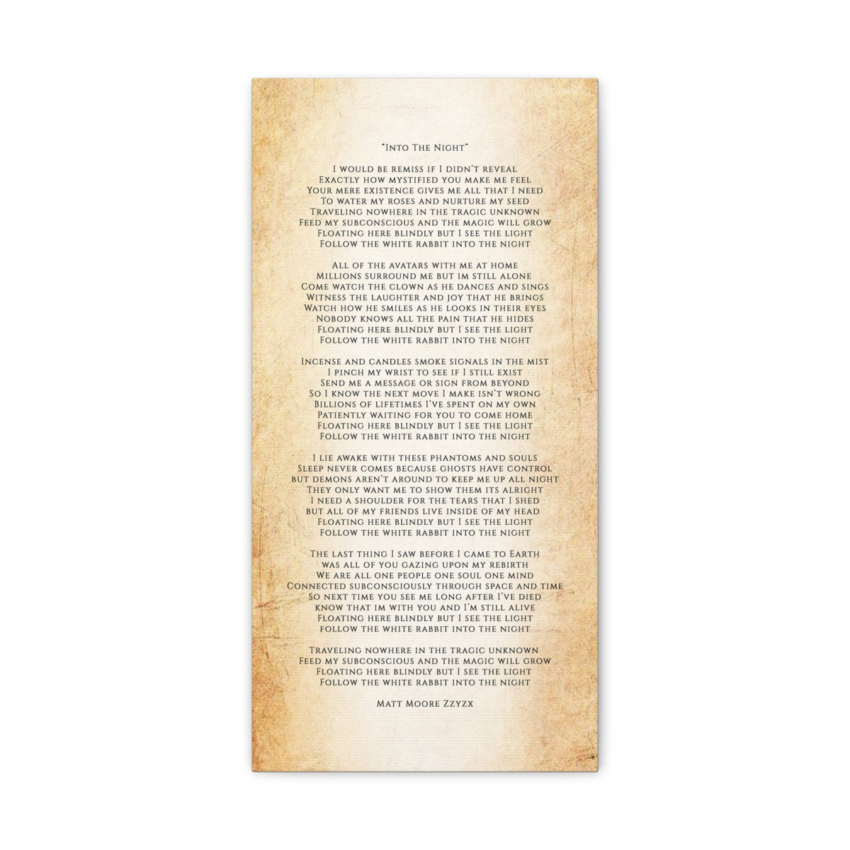 "Into The Night" Lyric Poster ∞