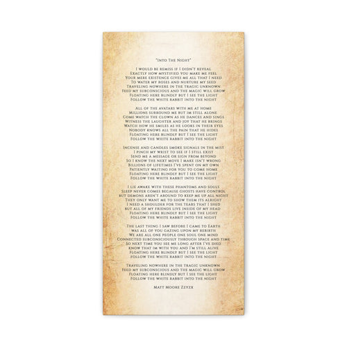 "Into The Night" Lyric Poster ∞