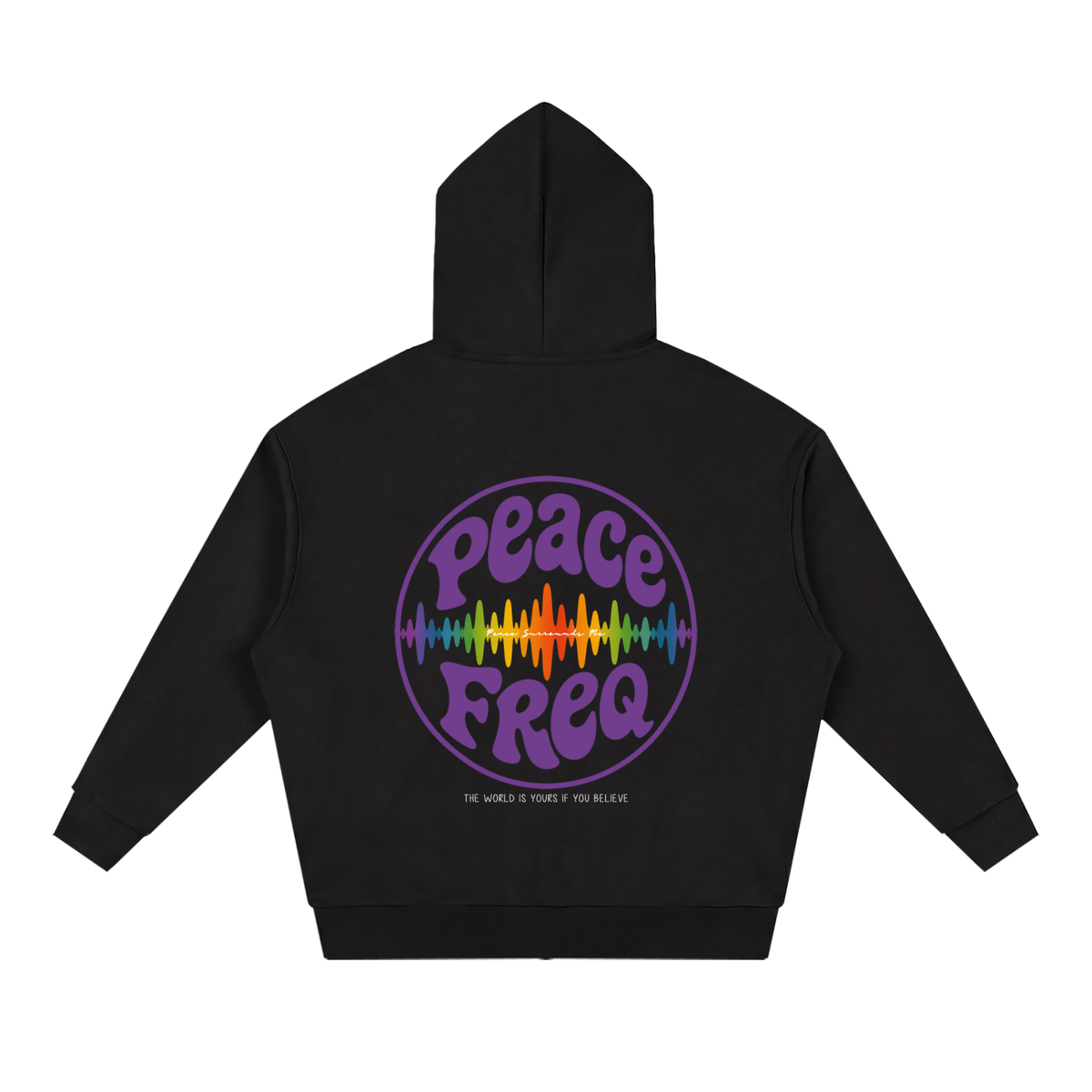 Zip Up Peace Freq Hoodie (Black) ∞